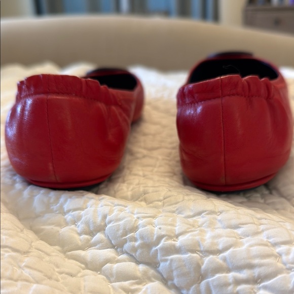 Tory Burch Red and Black Flats with Logo - Picture 2 of 7
